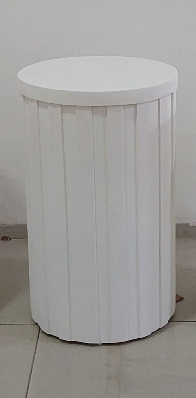 Cilindro Ripado Mdf Branco M 70Cm Alt X 40Cm Diametro - BBFestasAluguel 