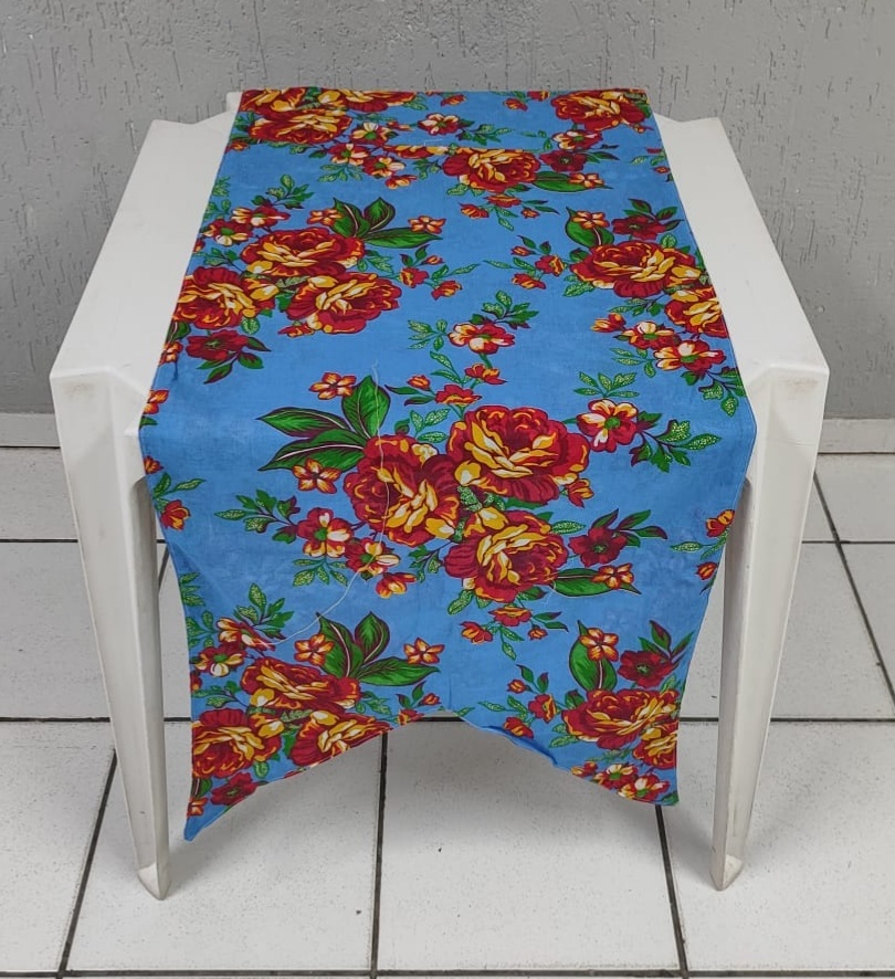Passadeira Junino Azul Com Floral 1,60M X 50Cm - BBFestasAluguel 