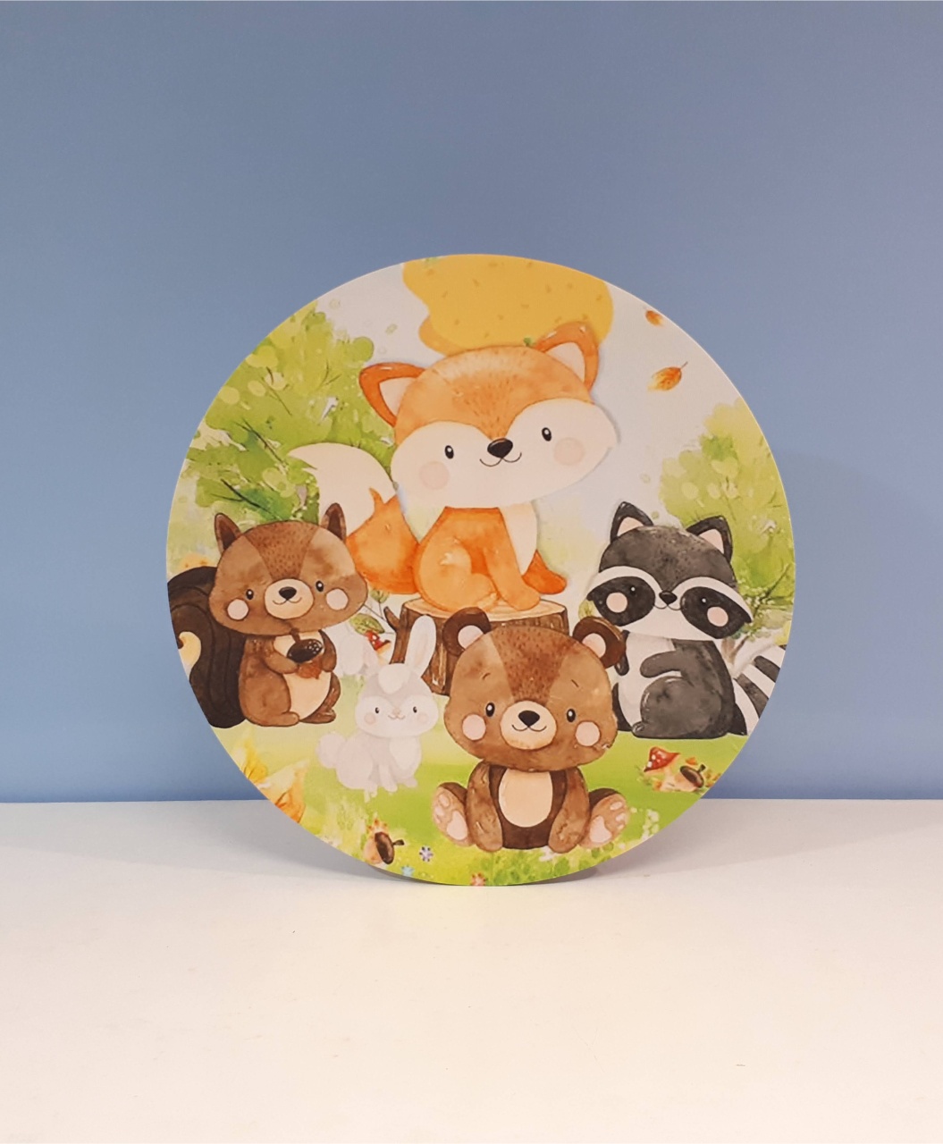 Painel Sublimado Redondo Bosque Encantado 60Cm   - BB Festas Aluguel 