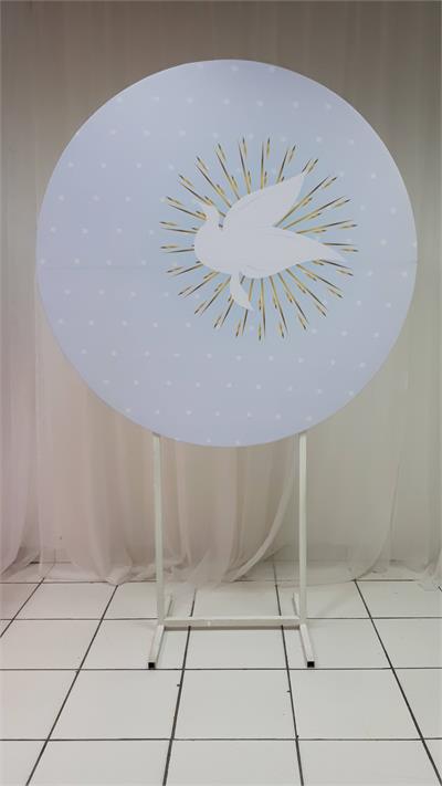 Painel Sublimado Redondo Pomba da Paz 1,30Cm - BB Festas Aluguel 