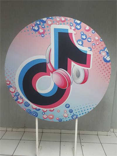 Painel Sublimado Redondo Tiktok 1,30Cm - BB Festas Aluguel 