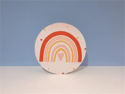 Painel Sublimado Redondo Arco Iris Rosa 60Cm - BB Festas Aluguel 