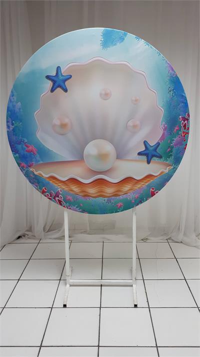 Painel Sublimado Redondo Ostra Fundo Do Mar 1,30Cm - BB Festas Aluguel 