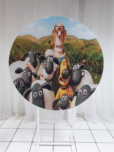 Painel Sublimado Redondo Shaun Carneiro 1,30Cm - BB Festas Aluguel 