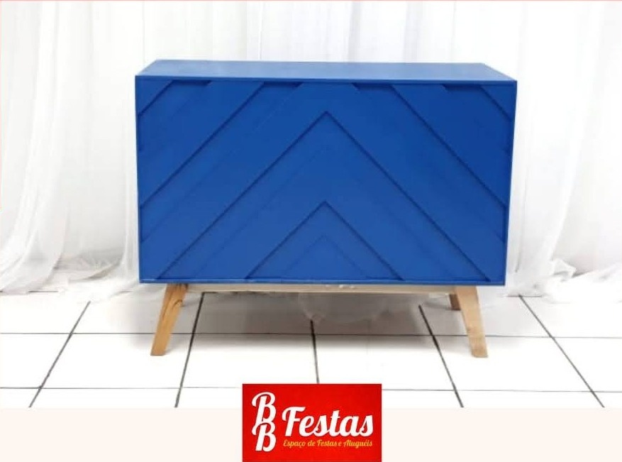 Balcão Chevron Azul Royal 80Cm Alt X 1M Larg X 50Cm Comp - BB Festas Aluguel 