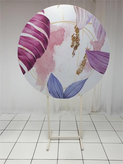 Painel Sublimado Redondo Folhagem Lilás 1,30Cm - BB Festas Aluguel 