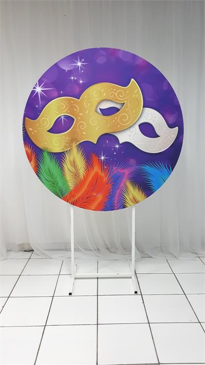 Painel Sublimado Redondo Mascara Carnaval 3 1,30Cm - BB Festas Aluguel 