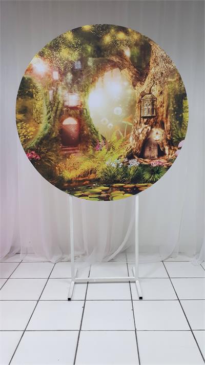 Painel Sublimado Redondo Floresta Encantada 1,30Cm - BB Festas Aluguel 