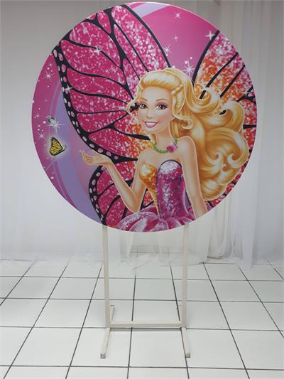 Painel Sublimado Redondo Barbie Fada 1,30Cm - BB Festas Aluguel 