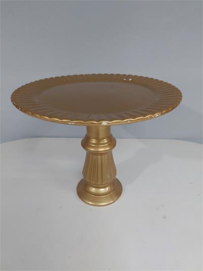 Porta Doce Alto Pé Trabalhado Dourada 25Cm X 30Cm - BB Festas Aluguel 