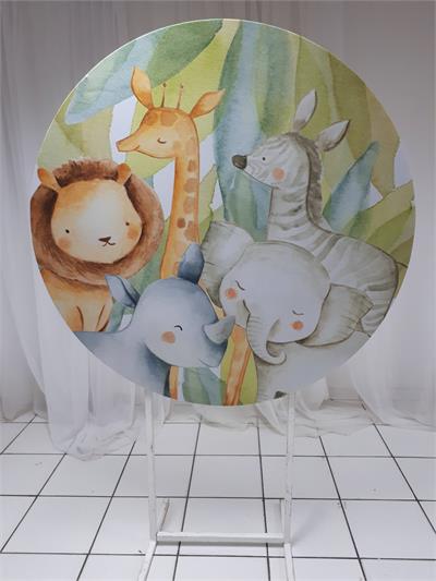 Painel Sublimado Redondo Safari 1,30Cm - BB Festas Aluguel 