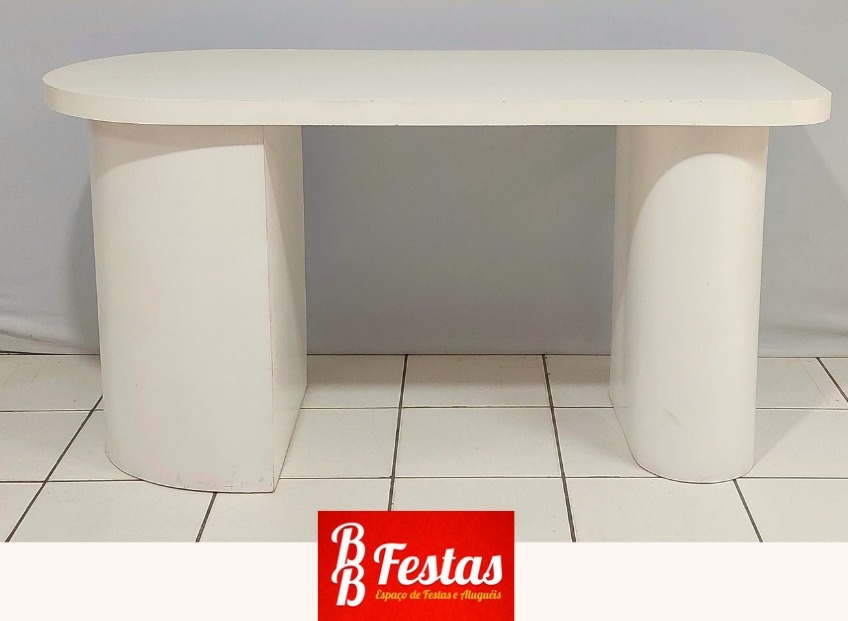 Mesa Prancha Branca Com 2 Bases 80Cm Alt. X 1,60M Larg. X 70Cm Comp. - BB Festas Aluguel 