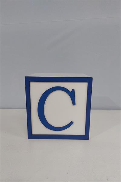 Cubo Letra C Azul Em Mdf (Abc) 15Cm - BB Festas Aluguel 