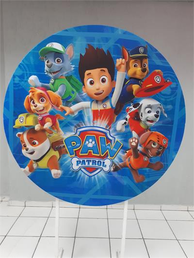 Painel Sublimado Redondo Turma Patrulha Canina 1,30Cm - BB Festas Aluguel 