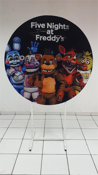 Painel Sublimado Redondo Five Nigths At Freddys 1,30Cm - BB Festas Aluguel 