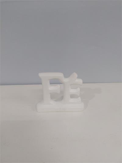 Letreiro Fé Louça Branca Alt 12Cm X 12Cm X 2Cm - BB Festas Aluguel 