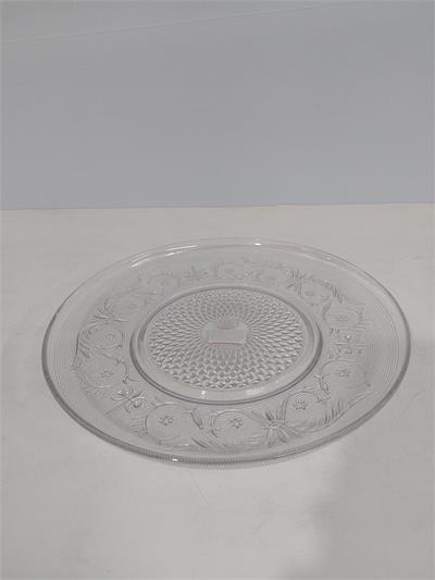 Bandeja Redonda Trabalhada Vidro G 3Cm X 30Cm - BB Festas Aluguel 