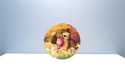 Painel Sublimado Redondo Masha E Urso Jardim 60Cm - BB Festas Aluguel 