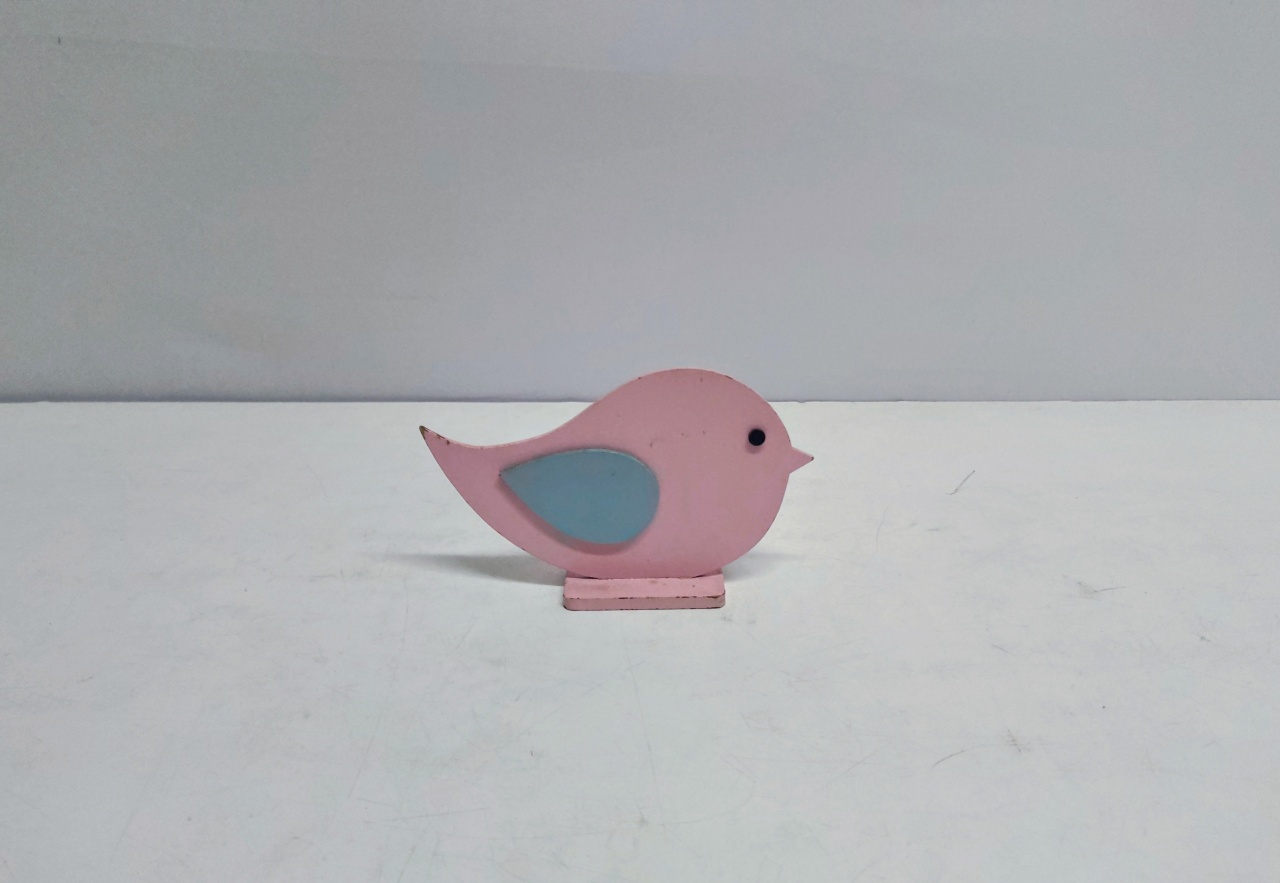 Totem Passarinho Rosa 11Cm Alt X 15Cm Larg  - BB Festas Aluguel 