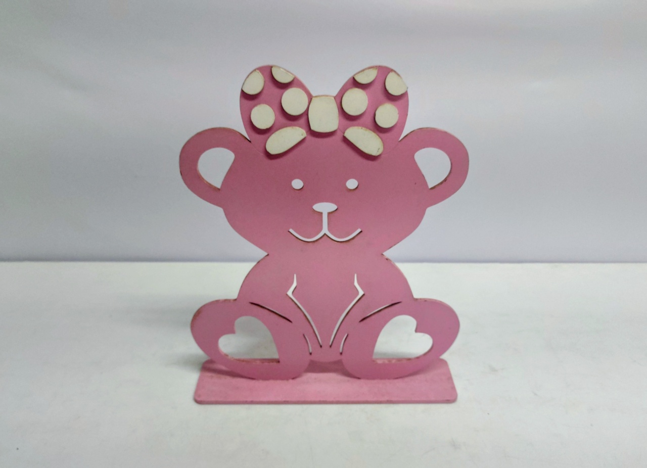 Totem Ursinha Princesa Rosa  - BB Festas Aluguel 