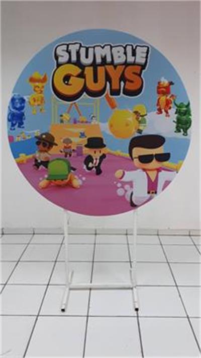 Painel Sublimado Redondo Painel Stumble Guys 1,30Cm - BB Festas Aluguel 