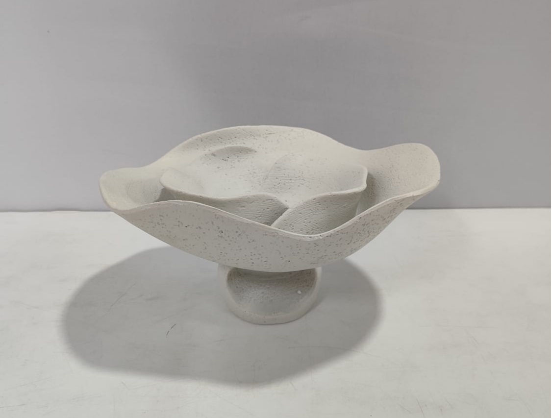 Porta Doce Orgânico Flor Branco M 13Cm Alt X 20Cm X 15Cm - BBFestasAluguel 