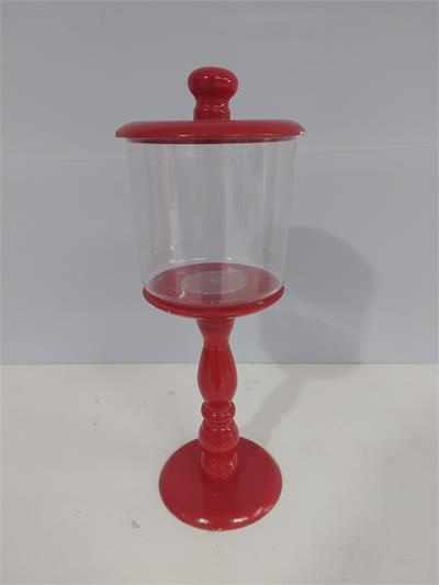 Bomboniere Acetato Pé Torneado Com Mdf Vermelho 36Cm X 12Cm - BB Festas Aluguel 