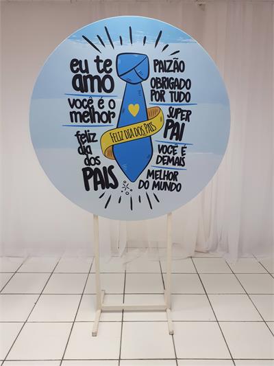 Painel Sublimado Redondo Frase Dia dos Pais 3 1,30Cm - BB Festas Aluguel 