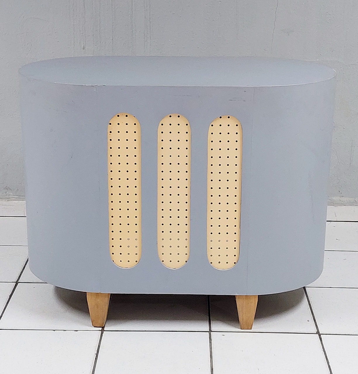 Balcão Oval Cinza Com Poá 80Cm Alt X 1M Larg X 50Cm Comp - BBFestasAluguel 