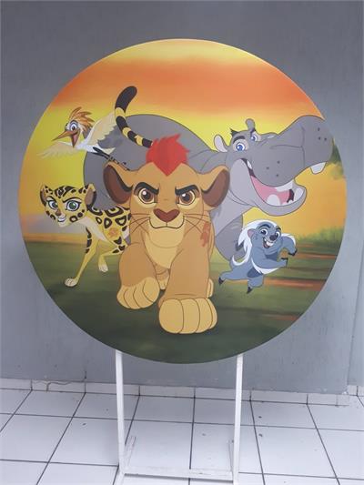 Painel Sublimado Redondo Rei Leão 1,30Cm - BB Festas Aluguel 