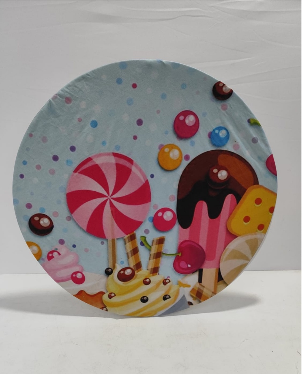 Painel Sublimado Redondo Doces 60Cm - BBFestasAluguel 