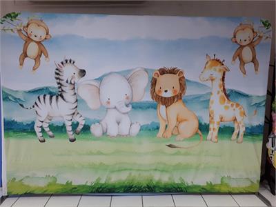 Painel Sublimado Safari (Aquarela) 3M X 2M - BB Festas Aluguel 
