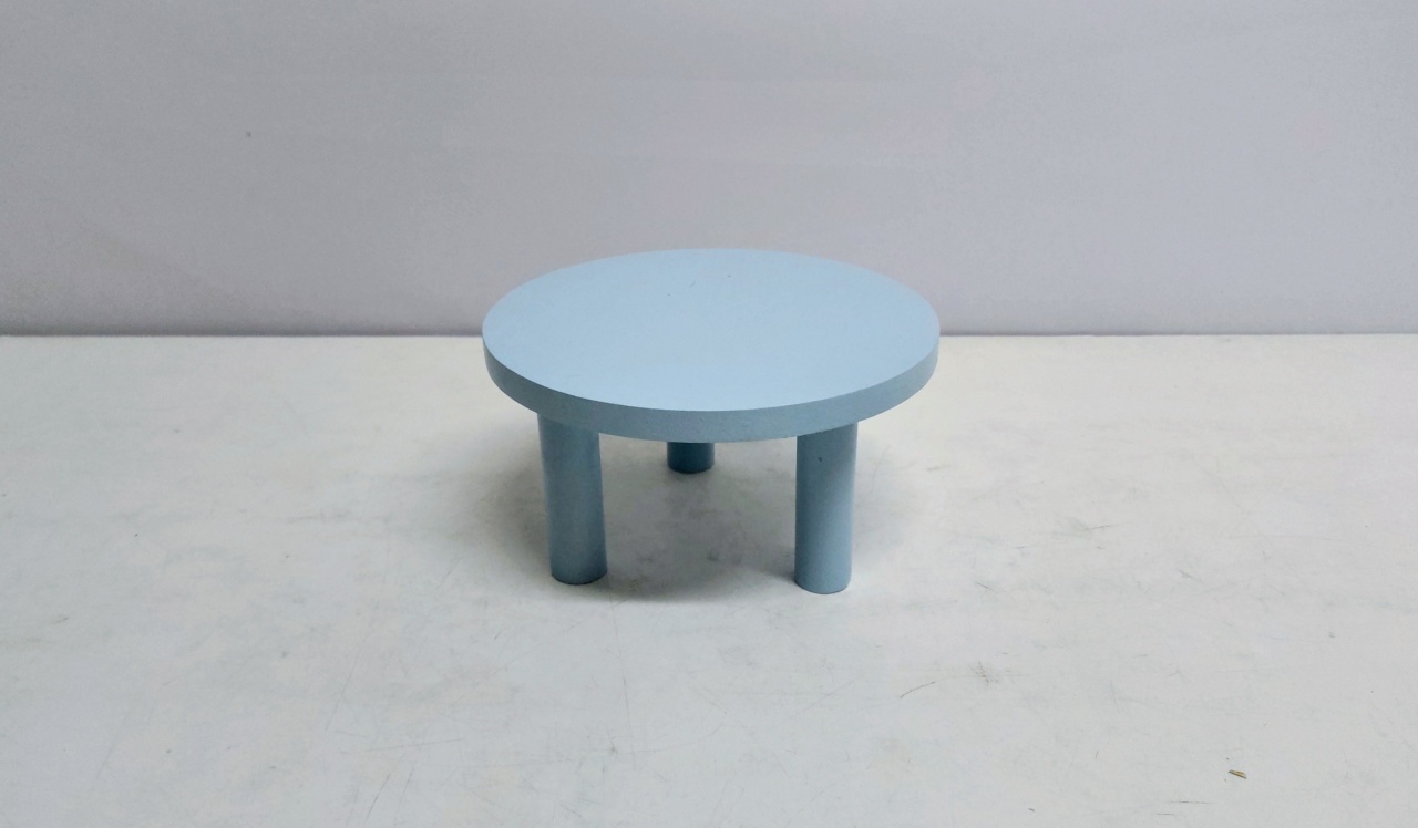 Banco Redondo Azul Claro 10Cm Alt X 15Cm Diametro  - BB Festas Aluguel 