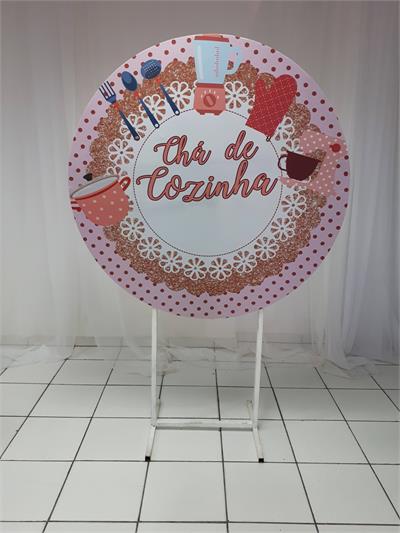 Painel Sublimado Redondo Chá de Cozinha 1,30Cm - BB Festas Aluguel 