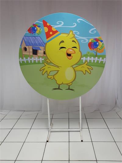 Painel Sublimado Redondo Pintinho Amarelinho 1,30Cm - BB Festas Aluguel 