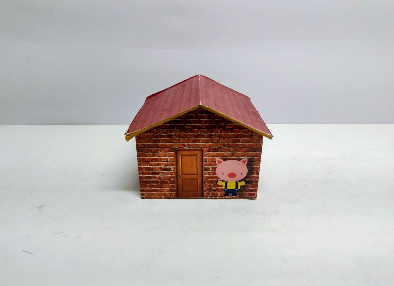 Casa de Tijolos 3 Porquinhos 16Cm Alt X 21Cm X 21Cm  - BB Festas Aluguel 
