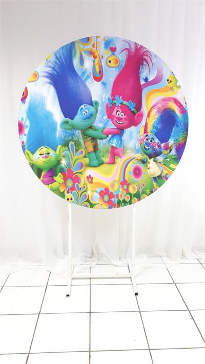 Painel Sublimado Redondo Trolls 1,30Cm - BB Festas Aluguel 