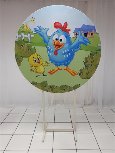 Painel Sublimado Redondo Galinha Pintadinha 1,30Cm - BB Festas Aluguel 