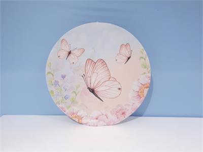Painel Sublimado Redondo 3 Borboletas Rosa  60Cm - BB Festas Aluguel 
