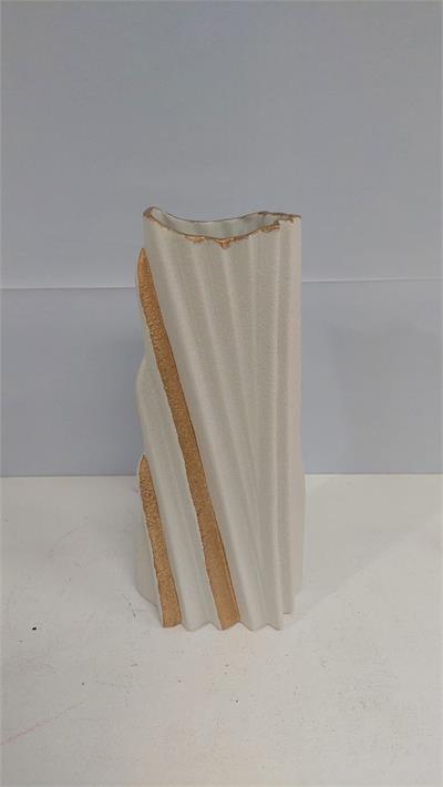 Vaso 3D Fosco Areia Com Dourada 30Cm X 10Cm - BB Festas Aluguel 