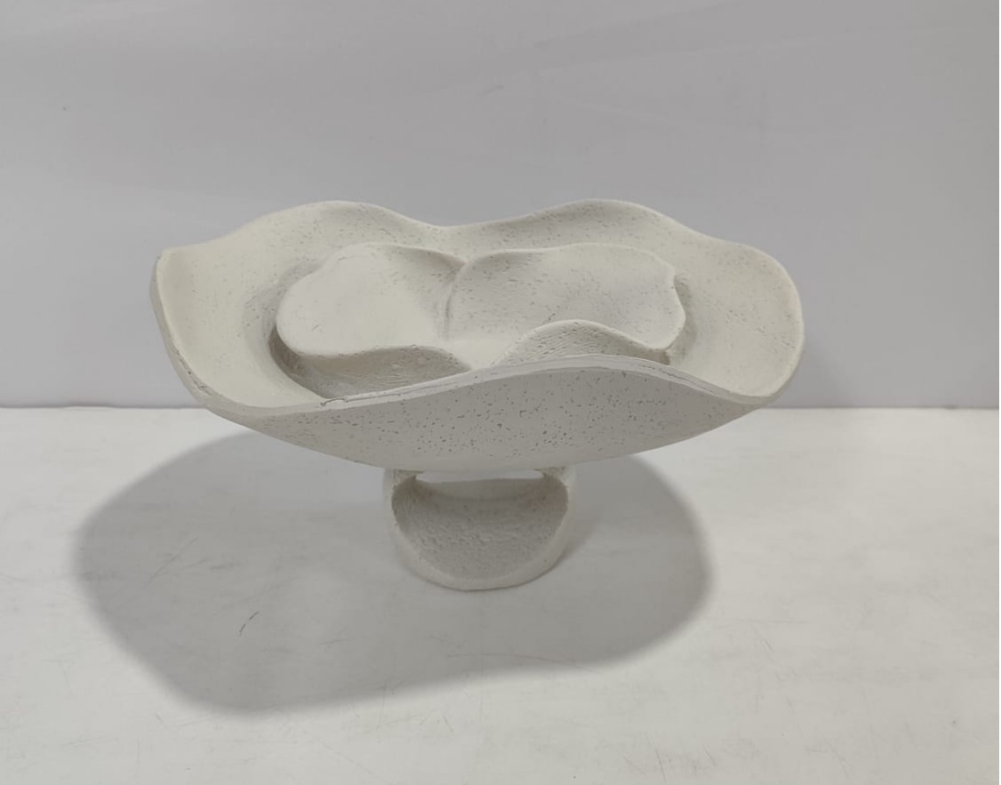 Porta Doce Orgânico Flor Branco G 15Cm Alt X 30Cm X 25Cm - BBFestasAluguel 