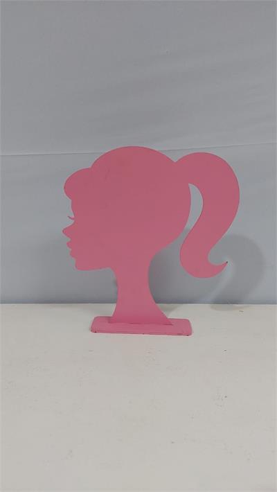 Totem Símbolo da Barbie Em Mdf 25Cm X 15Cm - BB Festas Aluguel 