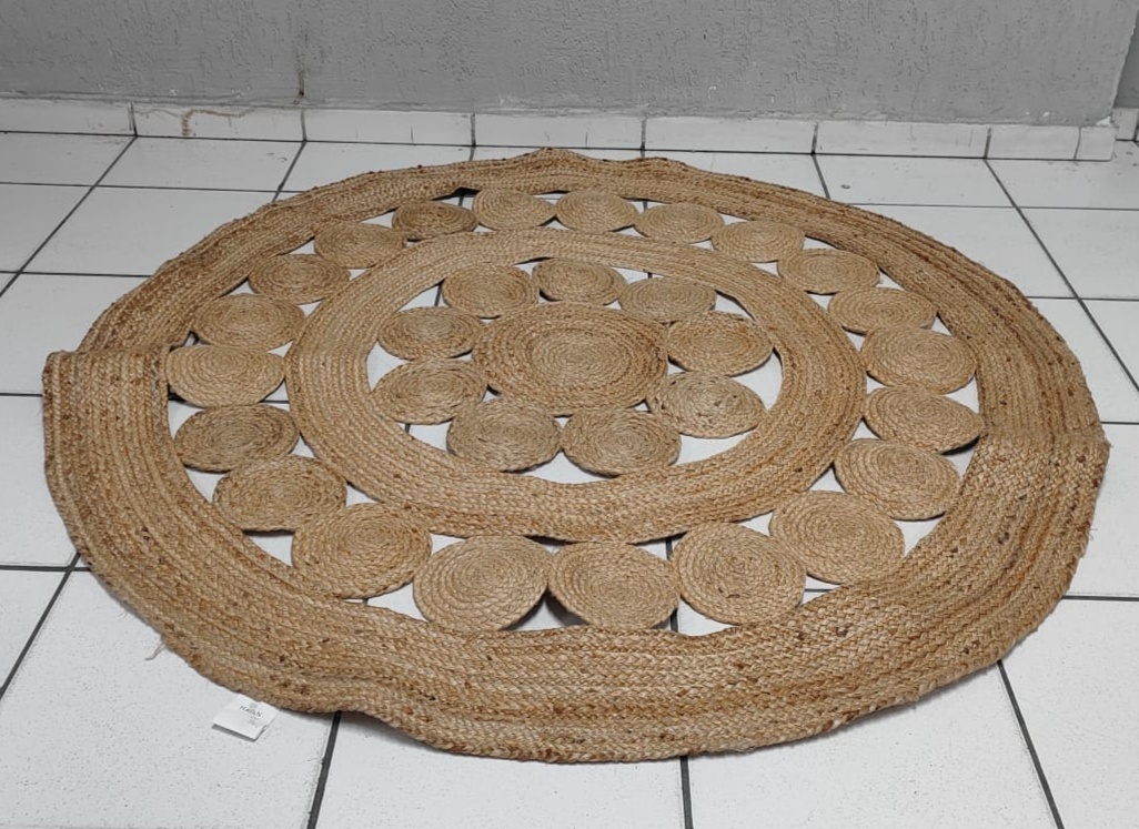 Tapete Decorativo de Palha Trabalhado 1,50 Diametro  - BB Festas Aluguel 