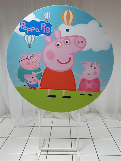 Painel Sublimado Redondo Fámilia Peppa 1,30Cm - BB Festas Aluguel 