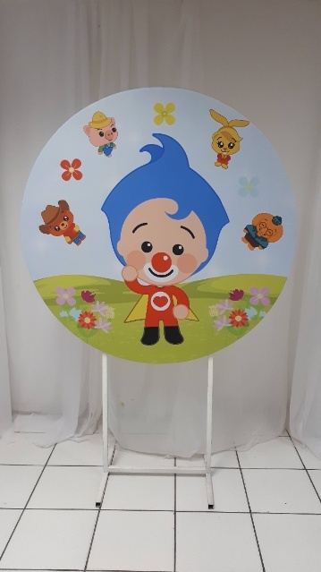 Painel Sublimado Redondo Plim Plim Heroi Do Coração 1,30Cm - BB Festas Aluguel 