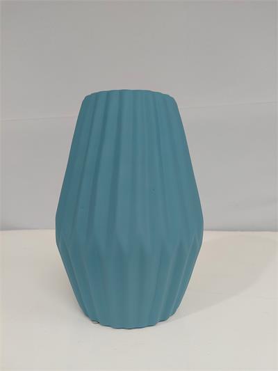 Vaso Fosco 3D Canelado Baixo Azul Turquesa 21Cm X 9Cm - BB Festas Aluguel 
