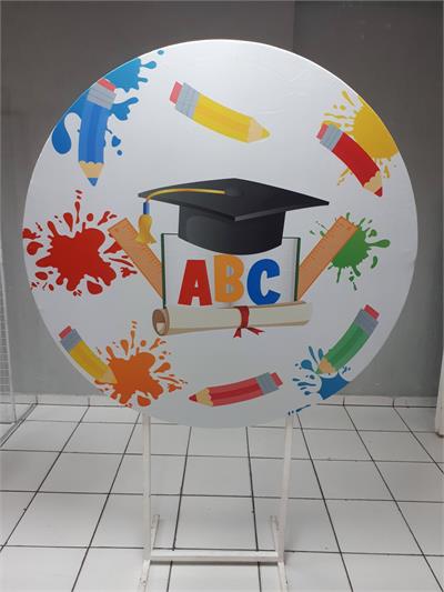 Painel Sublimado Redondo Abc 1,30Cm - BB Festas Aluguel 