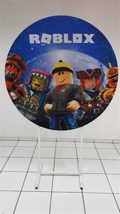 Painel Sublimado Redondo Personagens Roblox 1,30Cm - BB Festas Aluguel 