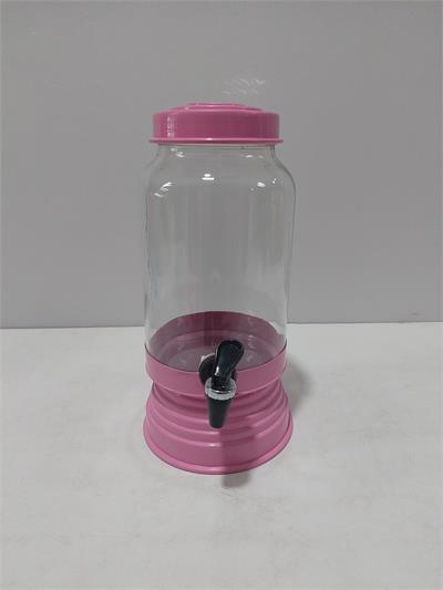 Suqueira Vidro Com Metal Rosa 3L 34Cm Alt X 15Cm Diametro - BBFestasAluguel 