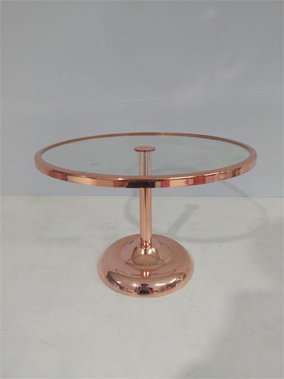 Porta Doce Baixo Vidro Com Borda Rosé Gold 20Cm X 30Cm - BB Festas Aluguel 
